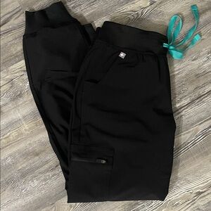Figs Black Pants with Teal Accent
